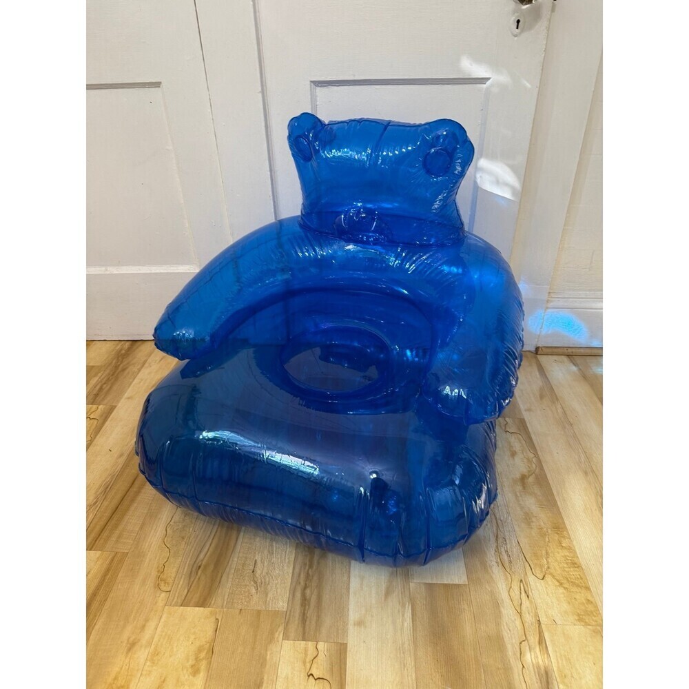 Kids blue blow up Teddy Bear chair